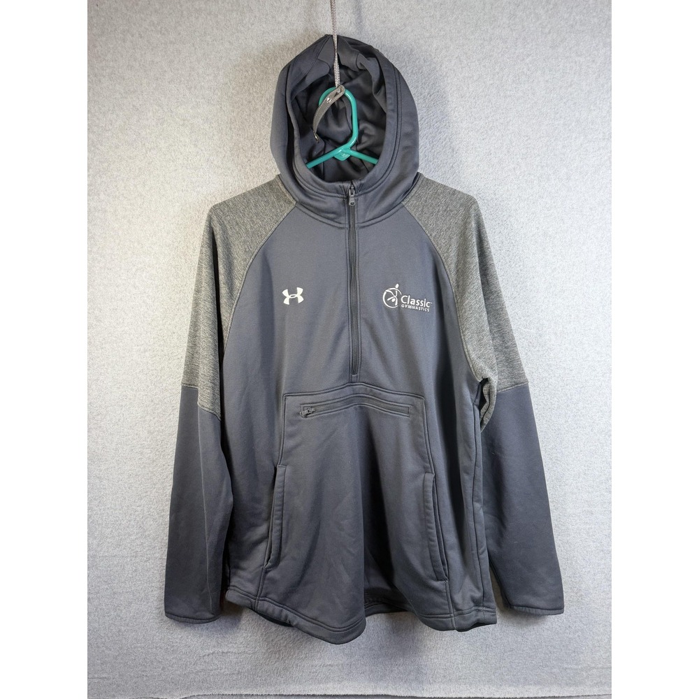 Under Armour Hoodie Mens Large Gray 1/4 Zip Pullover Fleece Classic Gymnastics